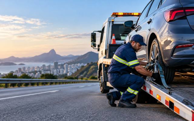 Guincho prendendo um carro na plataforma